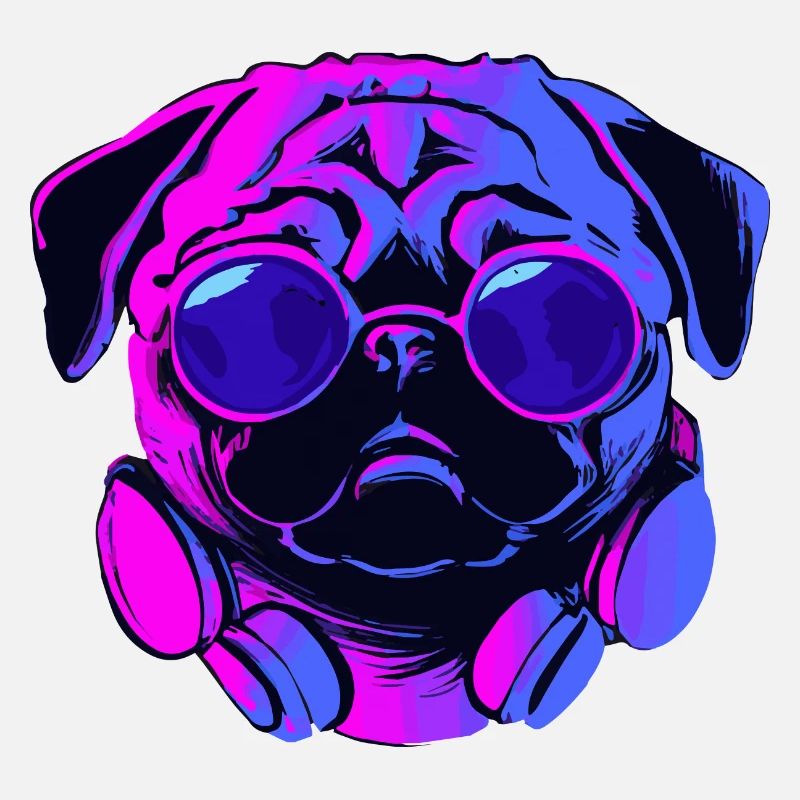 Synthwave Pug Dog Chiot