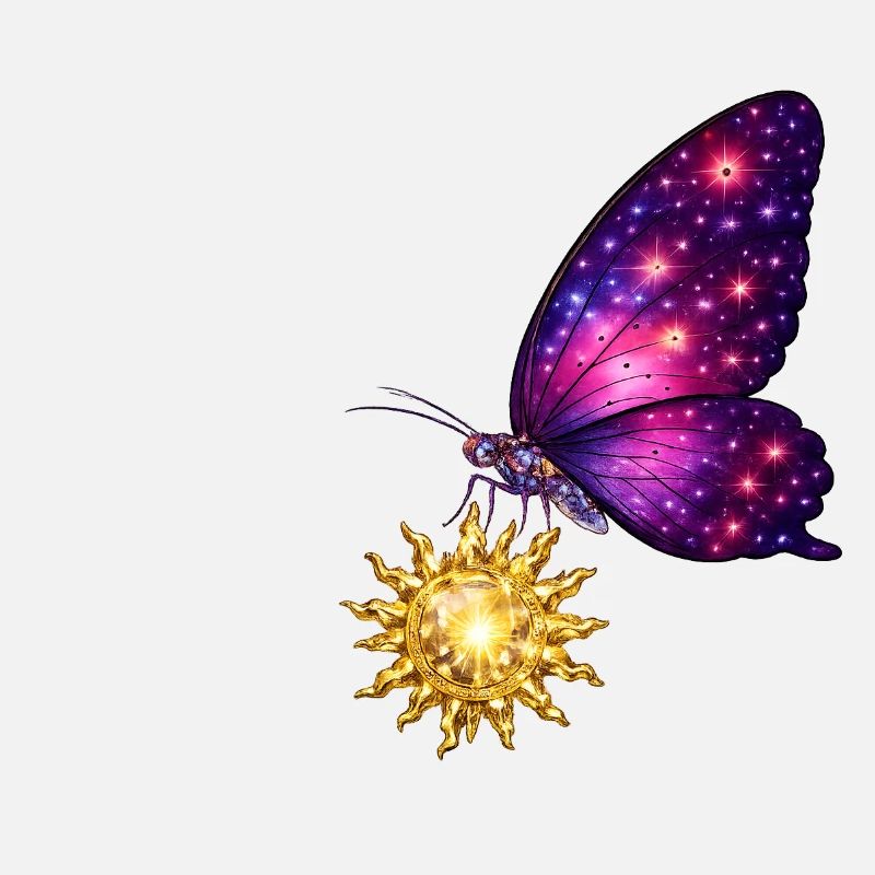 Soleil doré et papillon de l’espace.