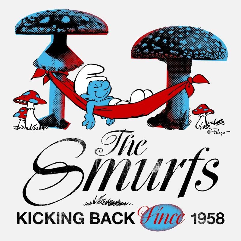 Schlümpfe Retro Design Mit Schlafendem Schlumpf