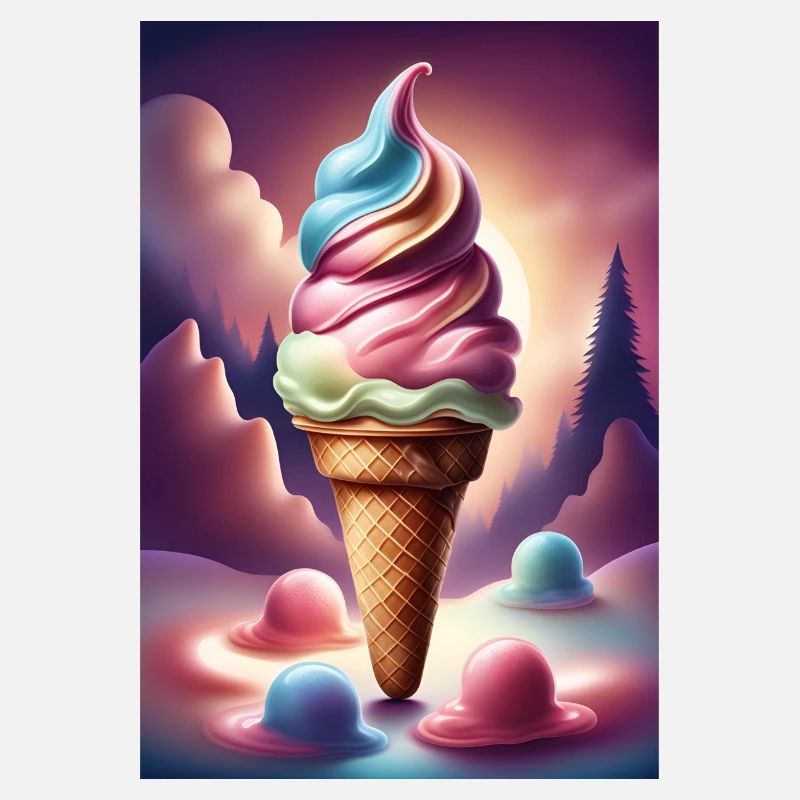 T-Shirt-Design mit schmelzender Eiscreme