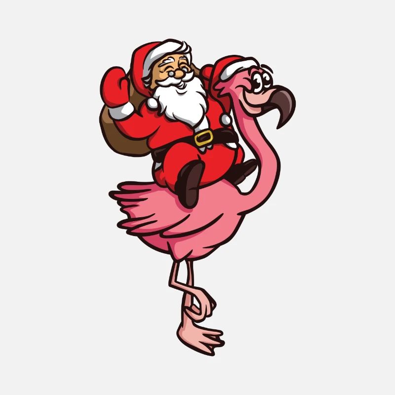 Flamingo Weihnachtsmann Comic Santa Claus XMAS
