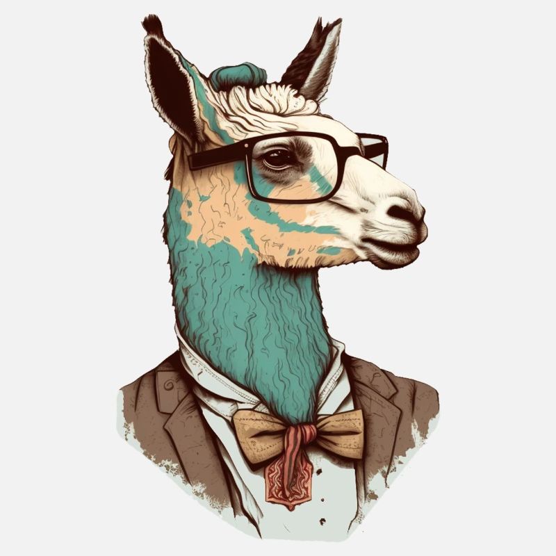 Lama Nerd mit Brille und Anzug