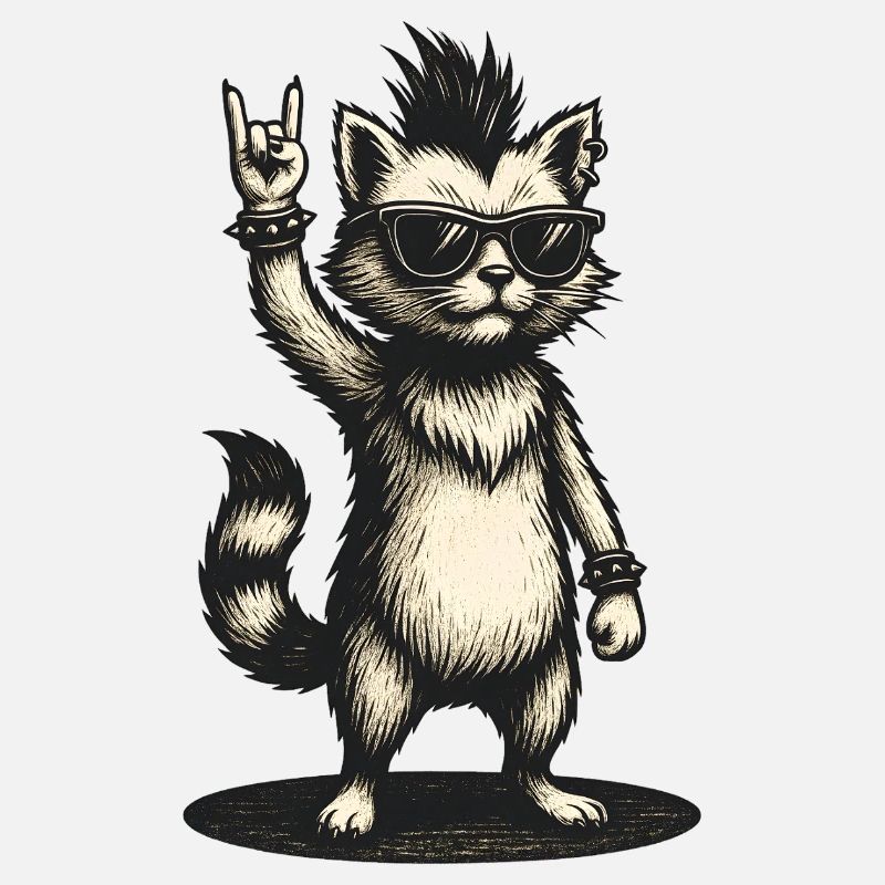 Chat à bascule avec crête et lunettes de soleil