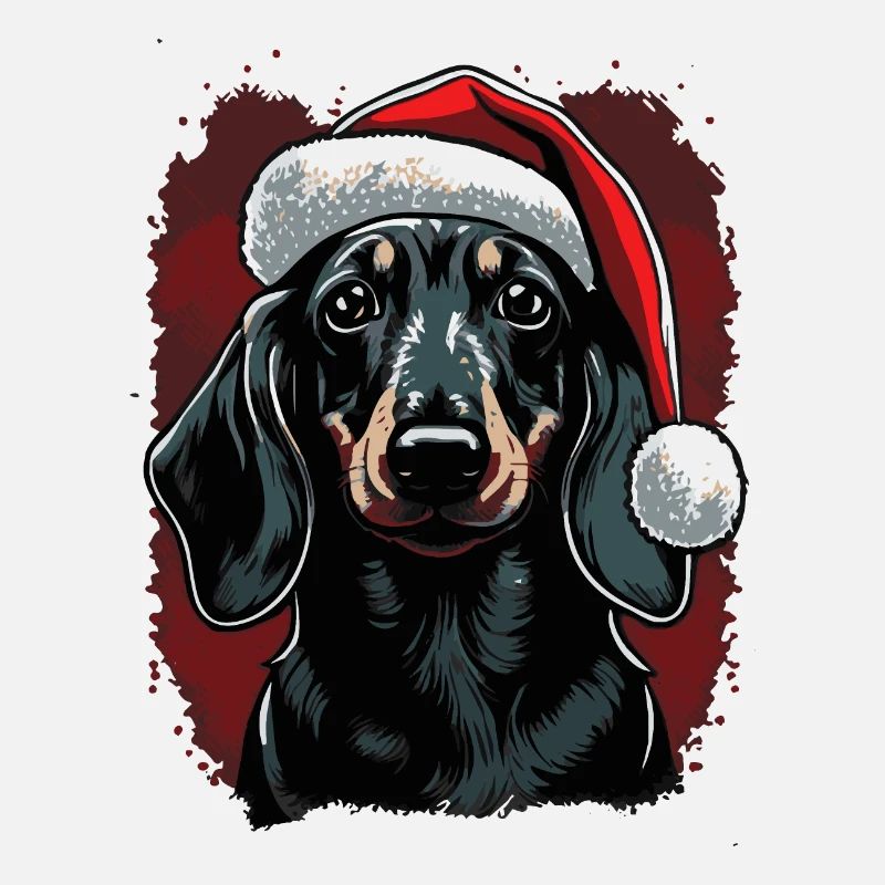 Teckel avec chapeau de Noël