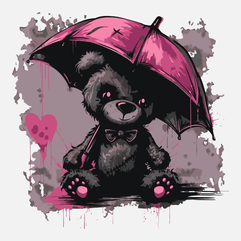 Niedlicher Teddybär mit Regenschirm