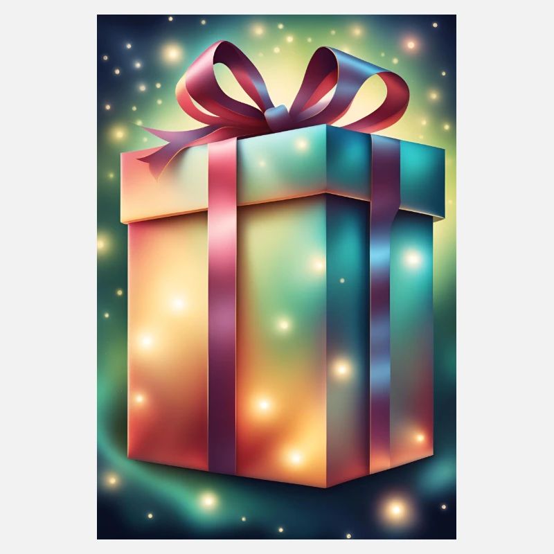 Grande boîte cadeau en feux verts
