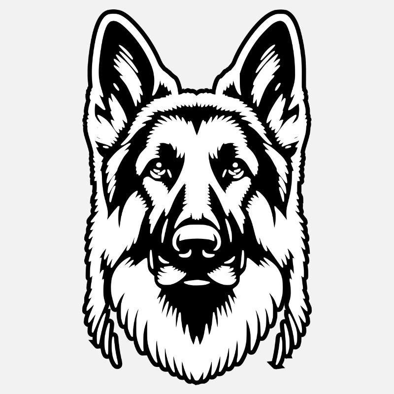 German Shepherd black silhouette from head