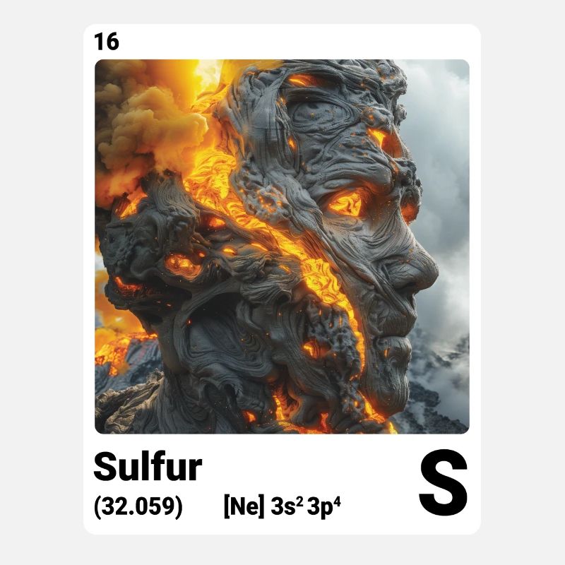 Sulfur S chemical element periodic table 016