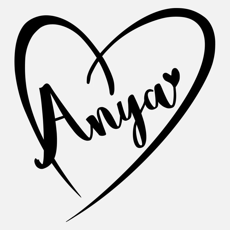 Anya surname first name in heart frame