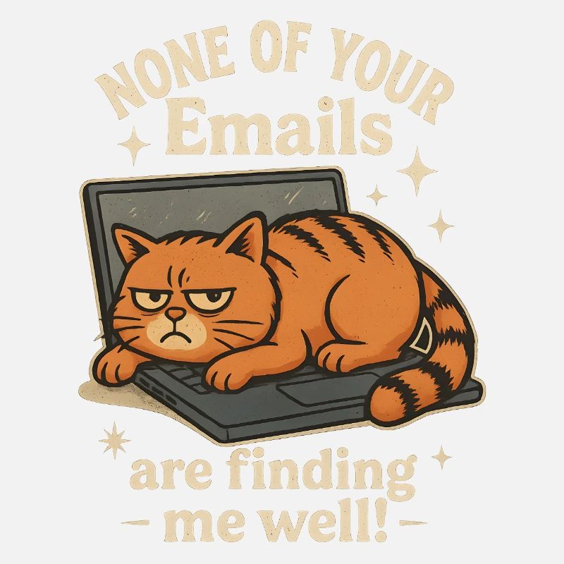 Cat on Laptop Email Saying