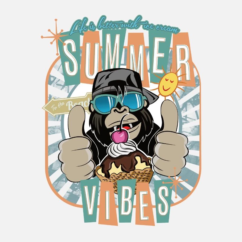 Gorilla Affe Sommer Eiscreme Sommer Vibes