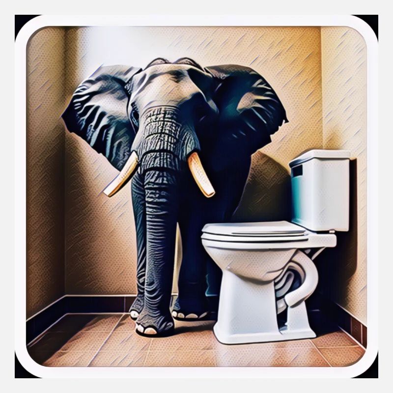 Elefant steht in der Toilette