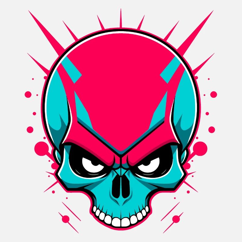 Colorful skull without lower jaw