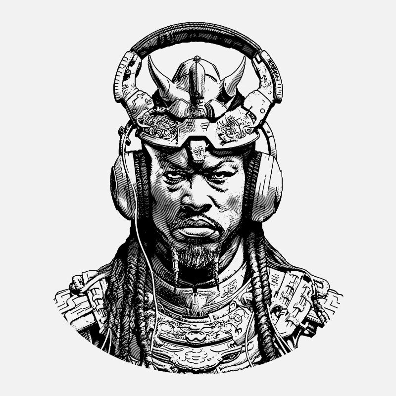 Zukunfts-Samurai im Anime-Stil: Krieger der Musik