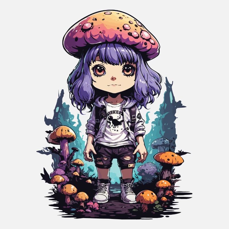 Kawaii Chibi champignon fille Goth Pastel Design