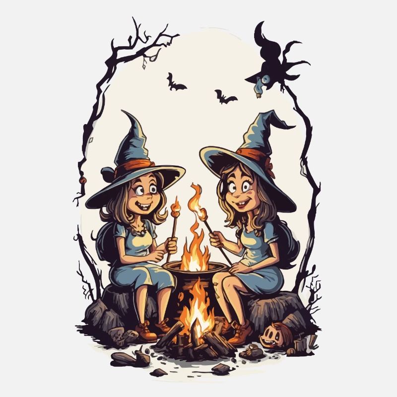 Witches Kids Campfire Halloween Fun