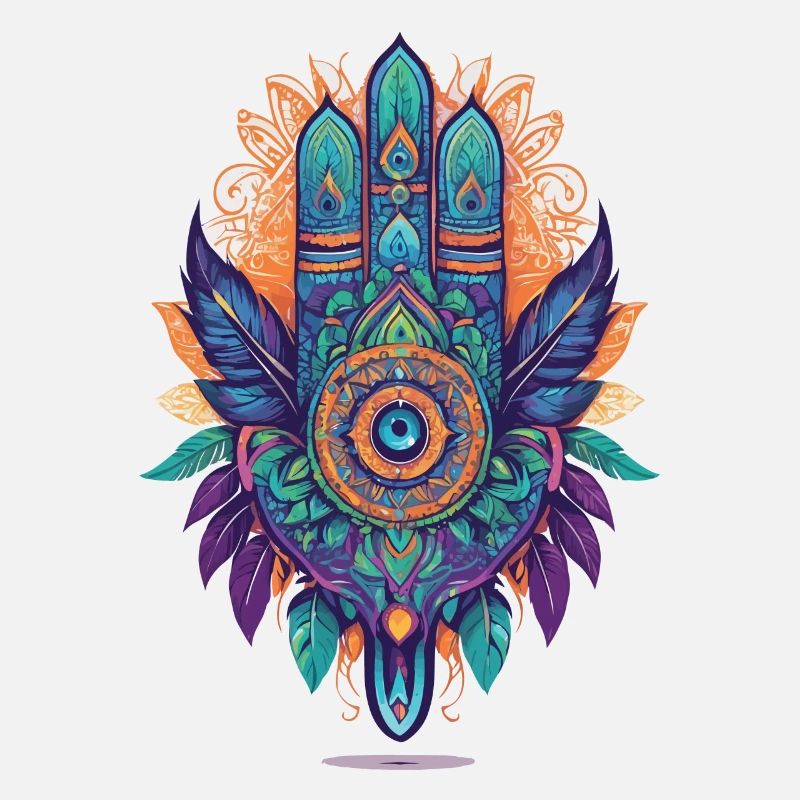 Hamsa Hand Spirituelles Mandala Federn Design