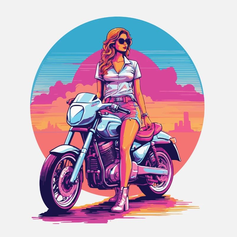 Design esthétique rétro Vaporwave Biker