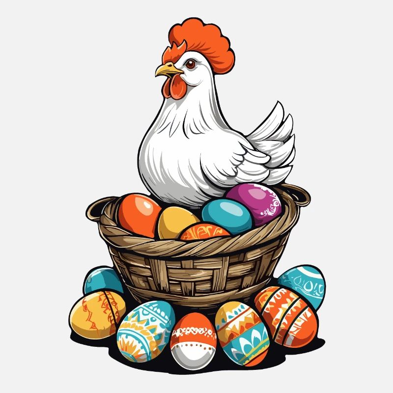 Poulet de Pâques Coloré Mignon Drôle D’oeufs De Pâques Nid