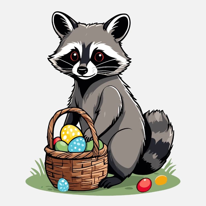 Drôle De Costume De Raton Laveur Oeufs De Pâques Mignons