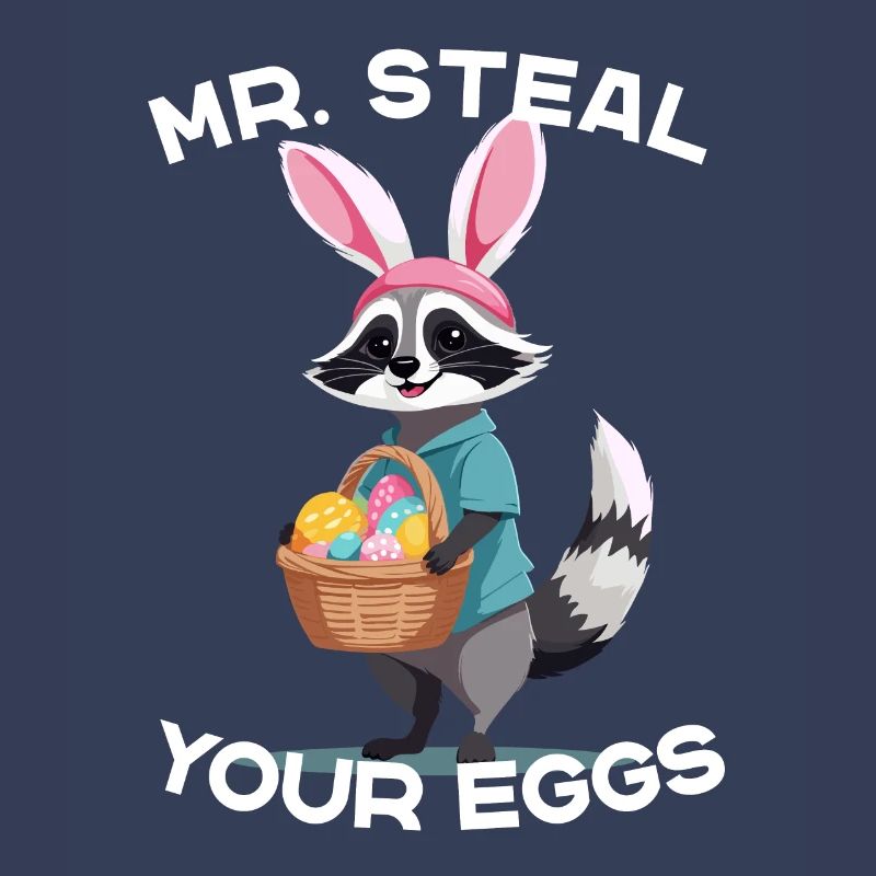 Funny Raccoon Eggs Thief Easter Saying