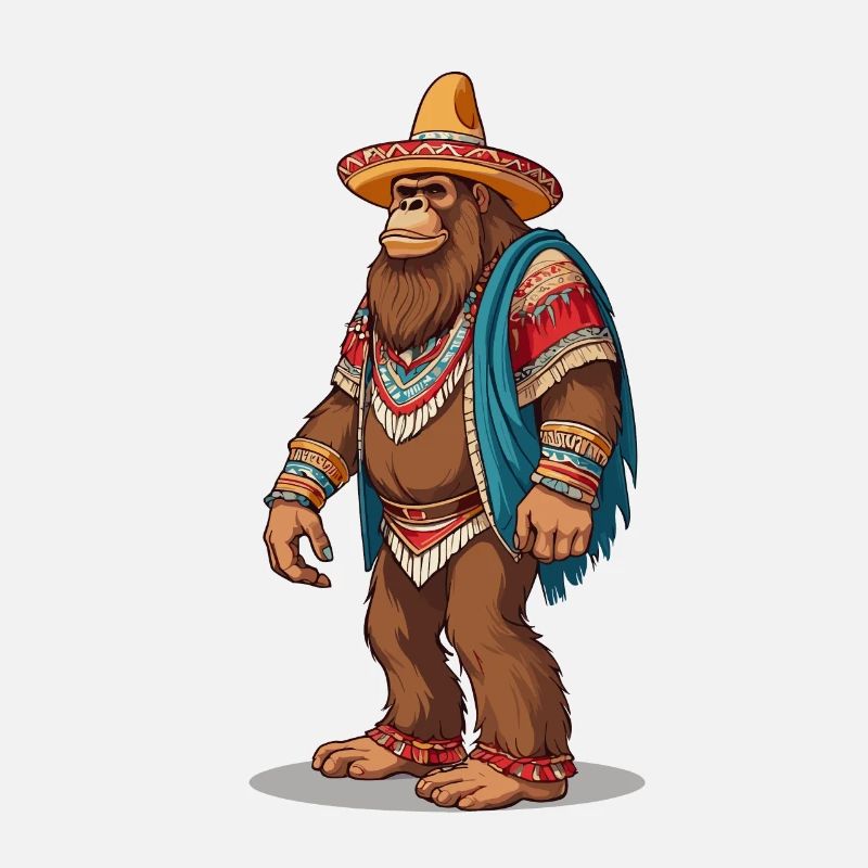 Sasquatch Bigfoot mexicain avec sombrero