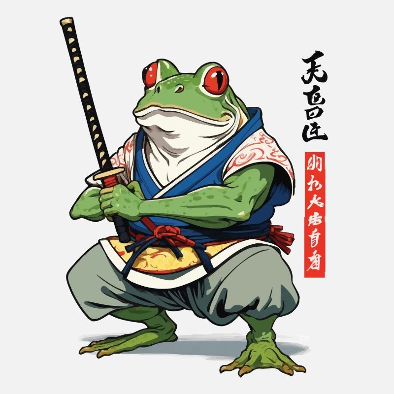 Samurai Frosch Vintage Ukiyo-e Stil Japan Style