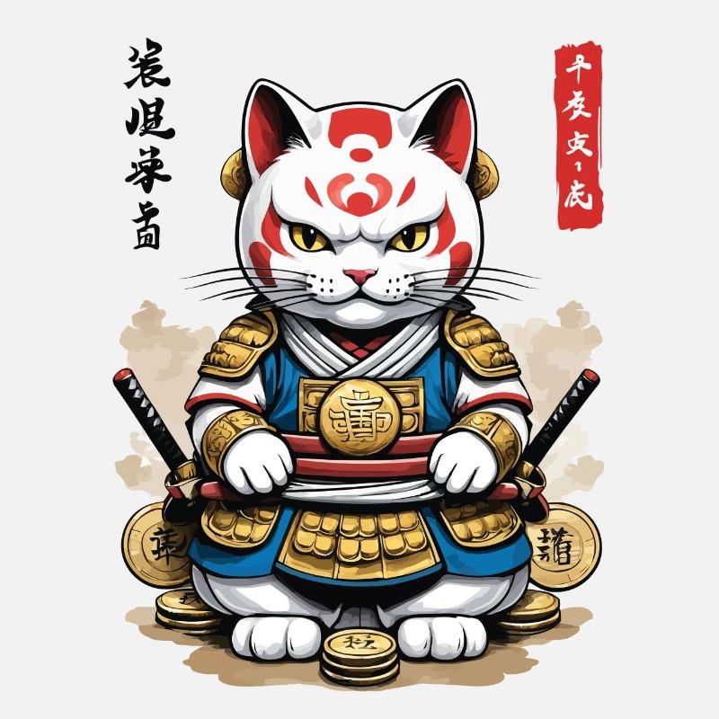 Samurai Katze in Ästhetischem Japan Style