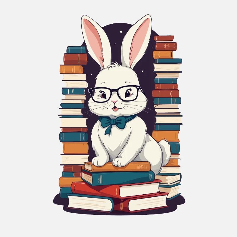 Reading bunny Enthusiastic book lover