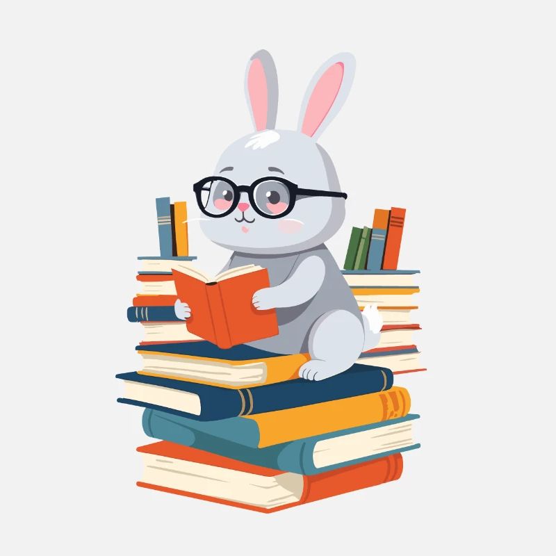 Reading bunny Enthusiastic book lover