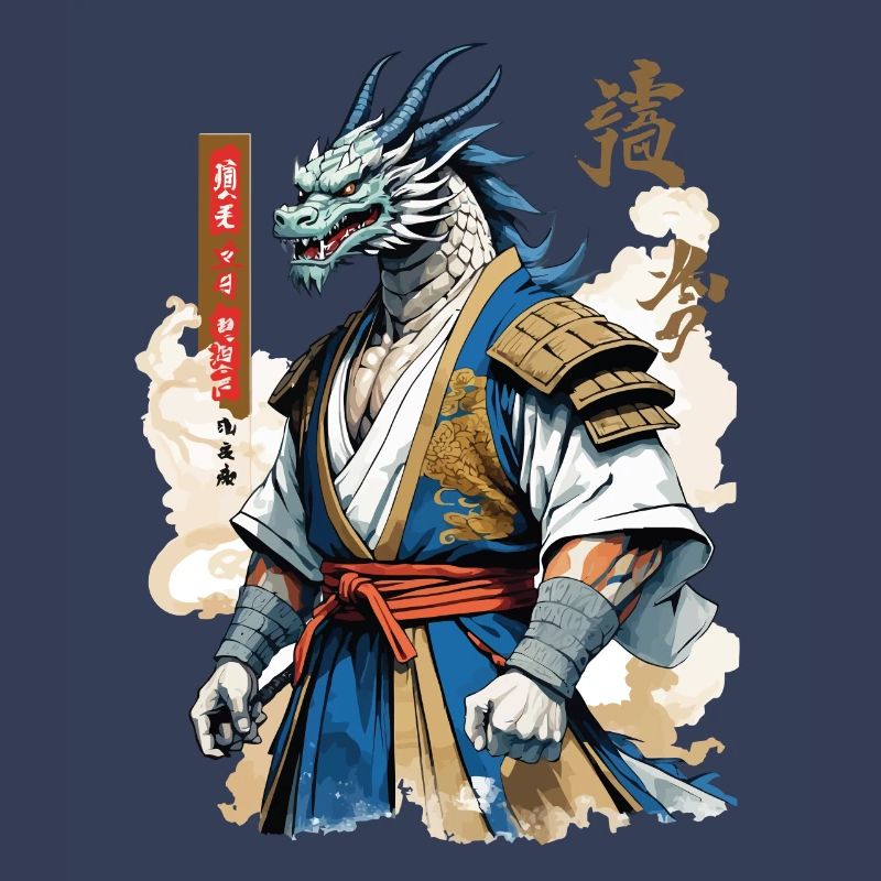 Drachen Samurai Vintage Ukiyo-e Stil