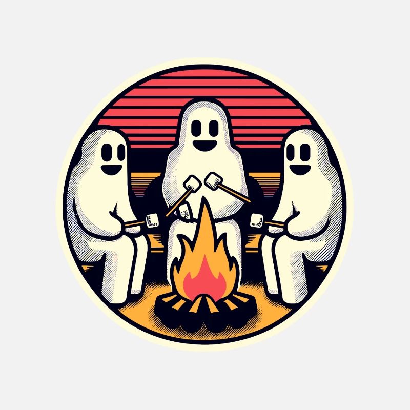 Ghosts at the campfire campsite Lustige