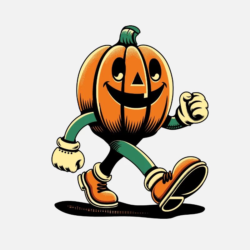 Retro Cartoon Pumpkin Vintage Halloween Style