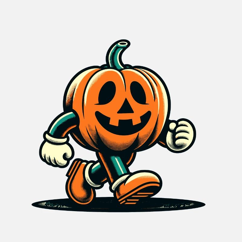 Retro Cartoon Pumpkin Vintage Halloween Style