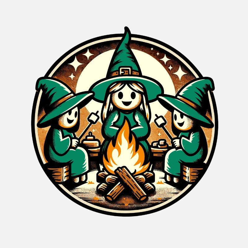 Camping Lagerfeuer Vintage Hexen Design