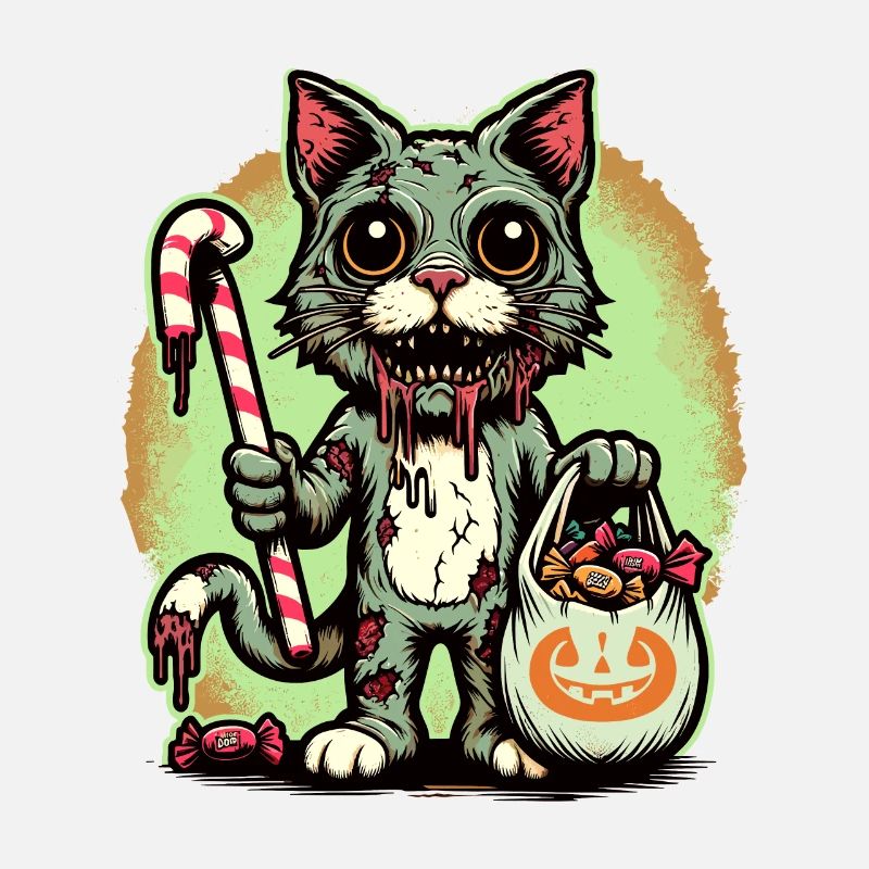 Chat zombie effrayant Trick or Treat