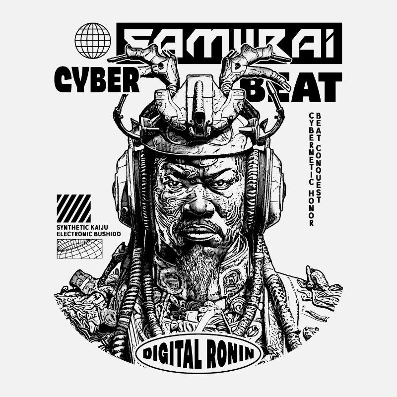 Futuristic samurai shirt for techno anime fans