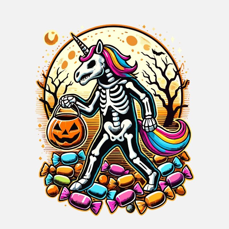 Drôle de squelette de licorne aime les bonbons