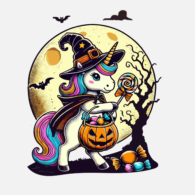 Drôle de licorne sorcière aime les bonbons