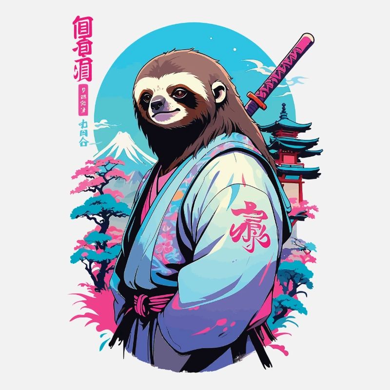 Samurai Faultier Aesthetic Vaporwave Stil