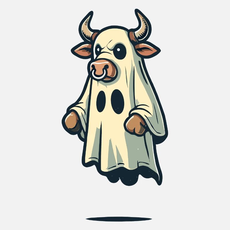 Drôle de vache fantôme bull feuille Halloween idée