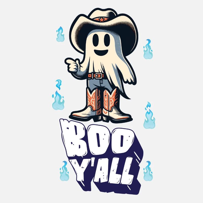 Cowboy Ghosts Boo Y'all Funny Saying Design