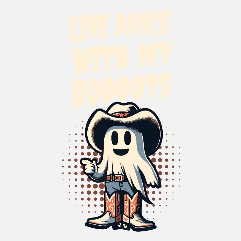 Cowboy With Boots Line Dance Ghost Vintage Retro