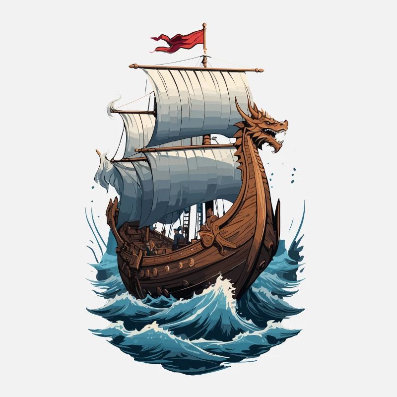 Viking Dragon Boat on the High Seas