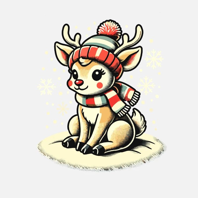 Renne mignon avec écharpe de Noël