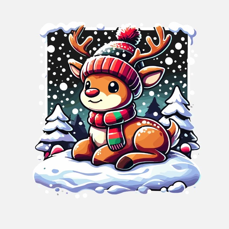 Mignon Renne Noël Hiver Neige