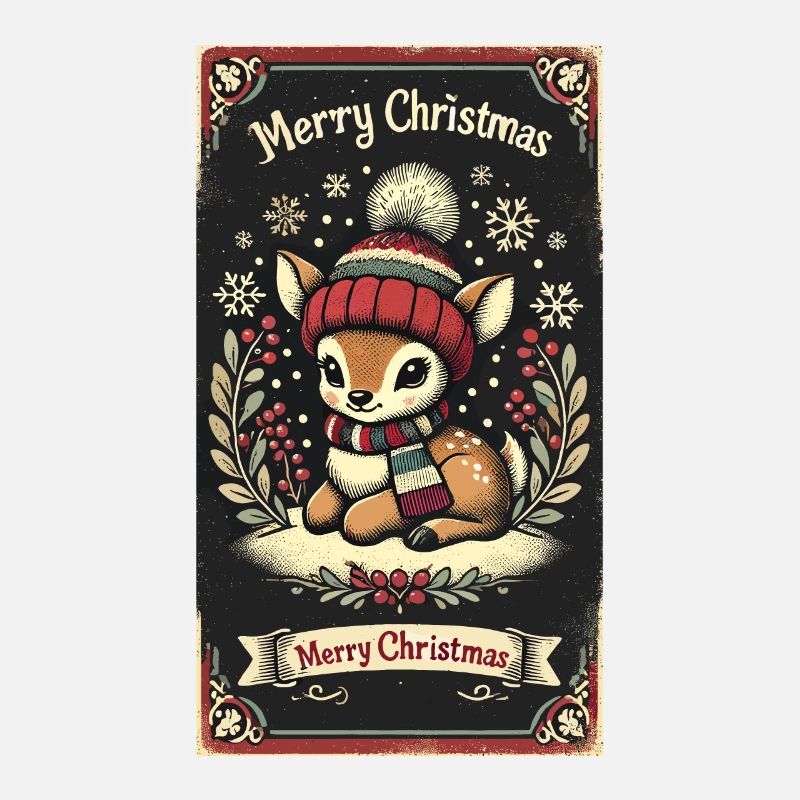 Vintage Weihnachten Rentier Schnee Schneeflocken