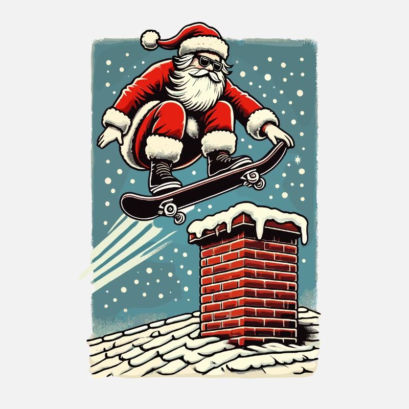 Christmas Skateboard Santa Claus Chimney