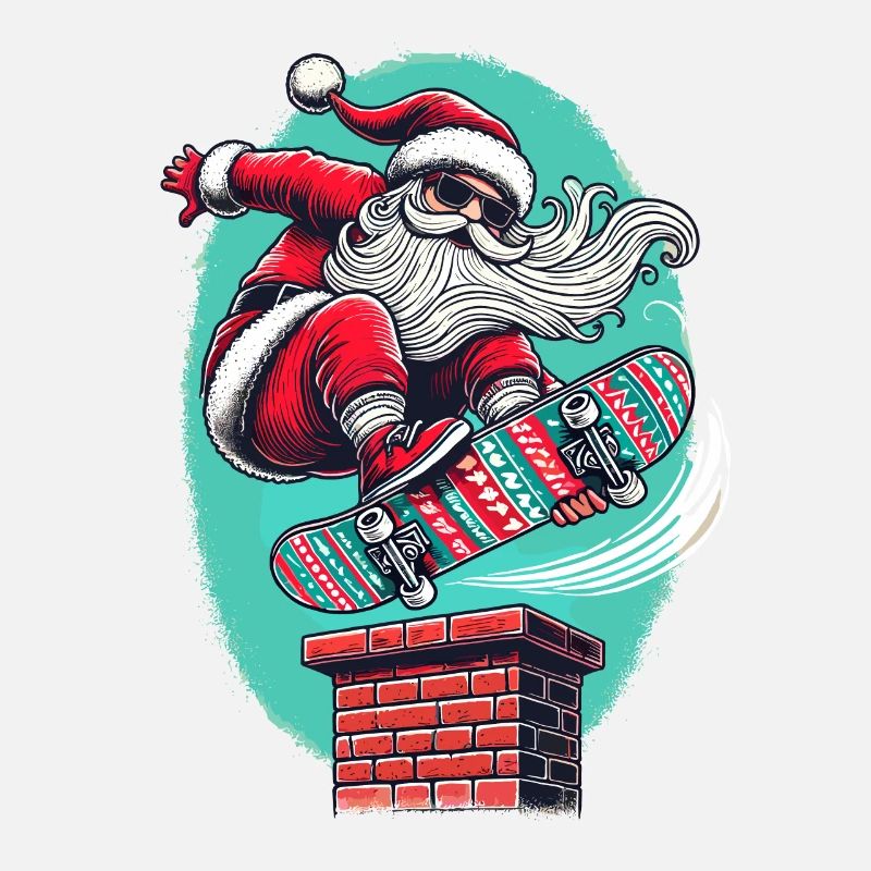 Skateboarding Santa Claus Action-packed motif