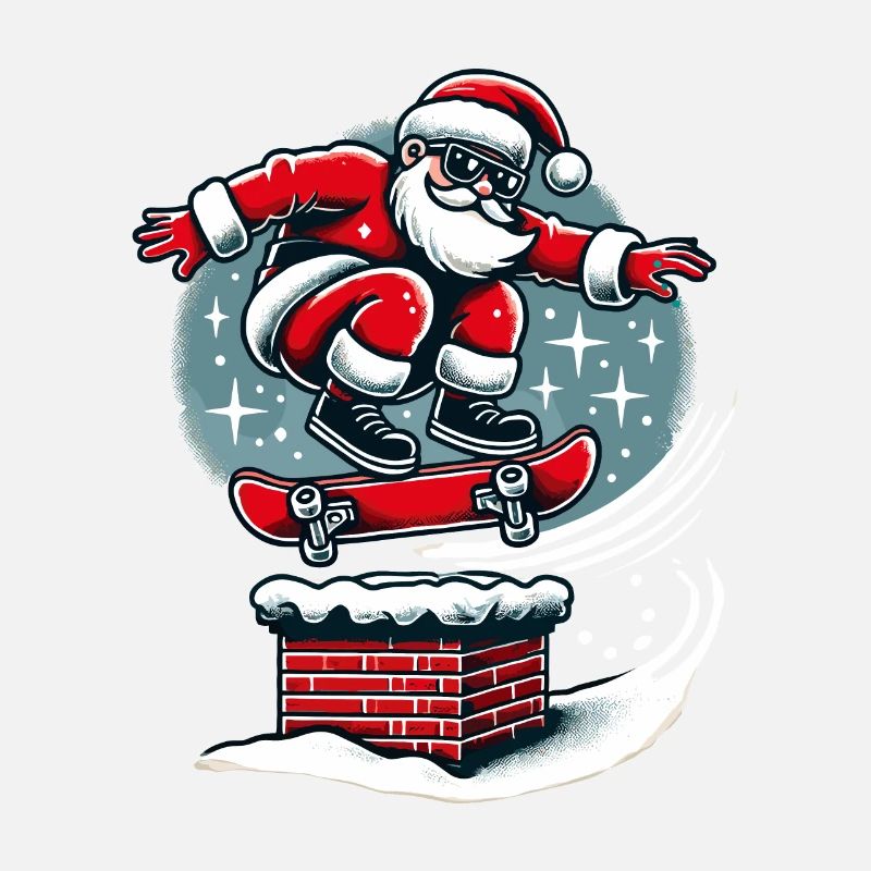 Christmas Santa Skateboarding Style